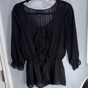 Attention Black Sheer Ruffle Blouse